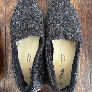 TOMS Black and Gray Slip-On Shoes